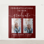 Script Calligraphy Zwei-Foto-Abschluss | Maroon Wandteppich (Vorderseite)