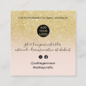 Script chic gold Glitzer ombre Reihenfolge Vielen Quadratische Visitenkarte (Rückseite)