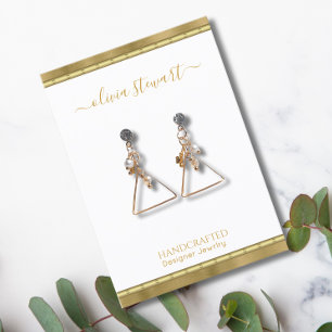 Script Chic Gold White Earring Display-Karte Visitenkarte