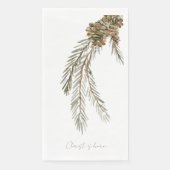 Script Christ ist Geboren Pine Cone White Serviette (Vorderseite)