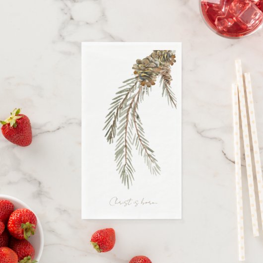 Script Christ ist Geboren Pine Cone White Serviette (Beispiel)