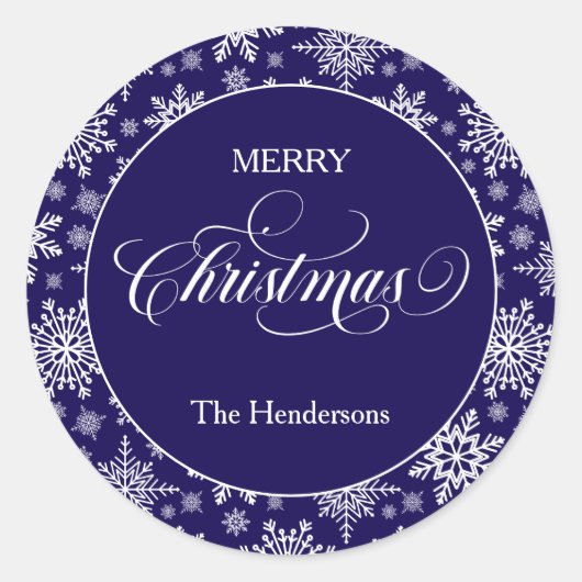 Script Christmas Custom Blue Sticker (Vorderseite)