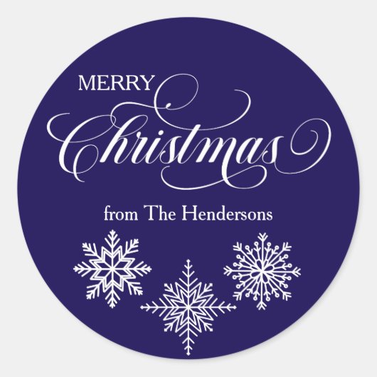 Script Christmas Custom Blue Sticker (Vorderseite)