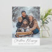 Script Christmas Segen Religious Family Foto Feiertagskarte (Stehend Vorderseite)
