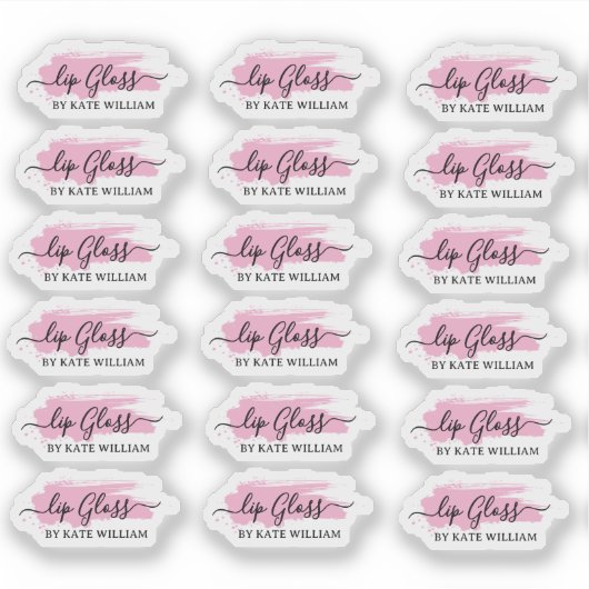Script Clear Pink Lip Gloss Labels (Vorderseite)