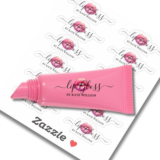 Script Clear Pink Lip Gloss Labels