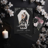 Script Coffin Foto Gothic Halloween Hochzeit Dankeskarte