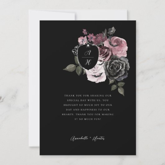 Script Coffin Foto Gothic Halloween Hochzeit Dankeskarte (Rückseite)