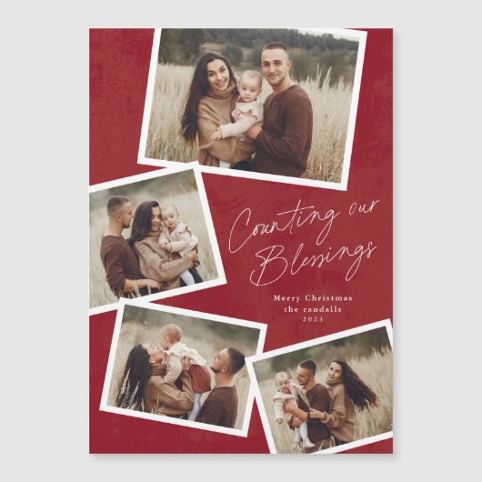 Script Collage Religious Magnetic Christmas Card Magnetkarte (Vorderseite)