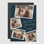 Script Collage Religious Magnetic Christmas Card Magnetkarte (Vorne/Hinten)