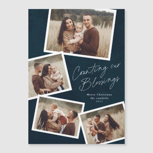 Script Collage Religious Magnetic Christmas Card Magnetkarte (Vorderseite)