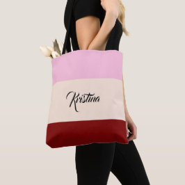 Script Color Block Light Pink Beige & Maroon Tasche