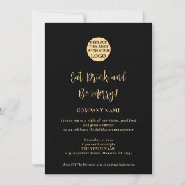 Script Company Logo Weihnachten Party Gold Black Einladung