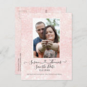 Script Connected Heart Glitzer Blush Save the Date Ankündigungspostkarte (Vorne/Hinten)