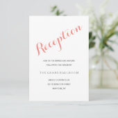 Script Coral Pink | Empfang-Umschließungskarte Begleitkarte (Stehend Vorderseite)