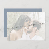 Script Couple Foto Dusty Blue Save the Date Ankündigungspostkarte (Vorne/Hinten)