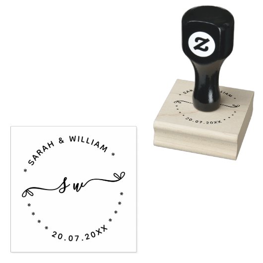 Script Couple Name initial Save the date Wedding Gummistempel (Stempel)