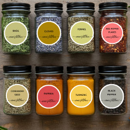 Script Custom Herb & Spice jar labels color coded