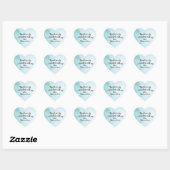Script Custom Vielen Dank Herz Blue Watercolor Herz-Aufkleber (Blatt)