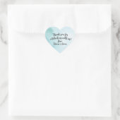 Script Custom Vielen Dank Herz Blue Watercolor Herz-Aufkleber (Tasche)