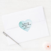 Script Custom Vielen Dank Herz Blue Watercolor Herz-Aufkleber (Umschlag)