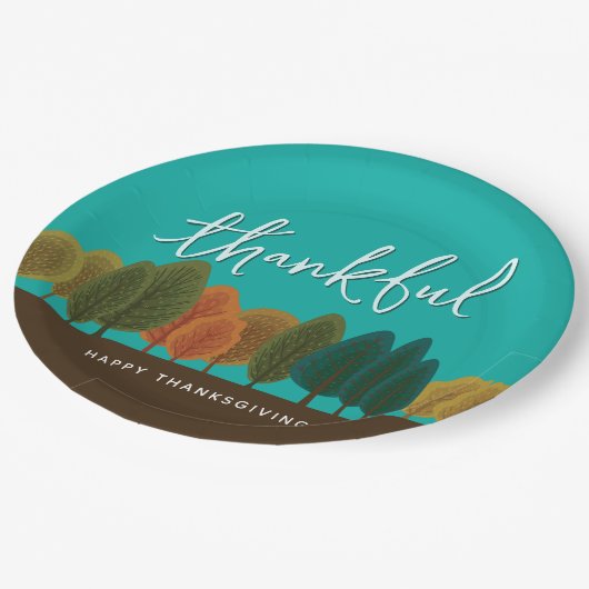 Script Dankbares Erntedank Dinner Personalisiert Pappteller (Schrägansicht)