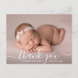Script Danke Foto Overlay Baby Birth Ankündigungspostkarte