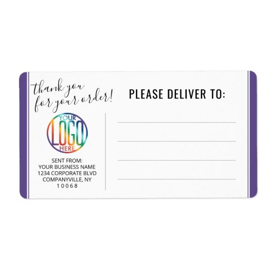 Script Dankeschön Lila Versendung von Firmenlogos (Vorne)