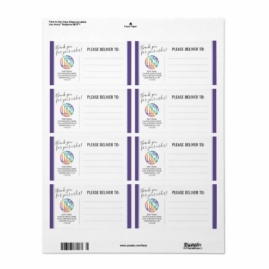 Script Dankeschön Lila Versendung von Firmenlogos (Vorne)