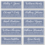 Script Dark Blue Wedding Guest Address Labels<br><div class="desc">Einfach zu personalisieren, Namen und Adressen / individuelle Aufkleber für die Hochzeitsadresse für Gasteinladungen. Diese eleganten, modernen und stilvollen Hochzeitsadressen-Labels bieten Ihre Hochzeitsgäste in weißer, eleganter Schrift-Kalligraphie auf dunkelblauem Hintergrund. Fügen Sie einfach Ihre persönlichen Namen und Adresse Ihrer Hochzeitsgäste hinzu. Exklusiv für Sie entworfen von Happy Dolphin Studio. ***BITTE BESTELLEN...</div>