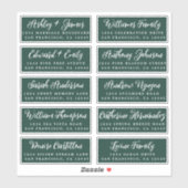 Script Dark Green Wedding Guest Address Labels (Blatt)