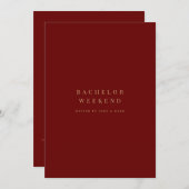 Script Deep Red Bachelor Weekend Einladungskarte Einladung (Vorne/Hinten)