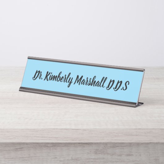 Script Dentist Blue Schreibtischnamensplakette (Vorderseite )