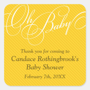 Script Diagonals in Gold Baby Shower Sticker