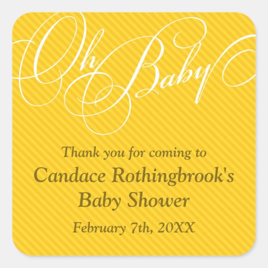 Script Diagonals in Gold Baby Shower Sticker (Vorderseite)