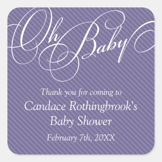 Script Diagonals in Plum Baby Shower Sticker (Vorderseite)