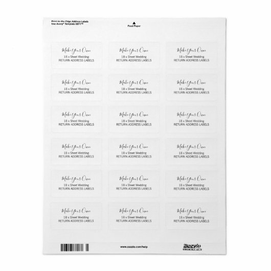 Script DIY 18 x Sheet Custom Wedding Address Adressaufkleber (Vorne)