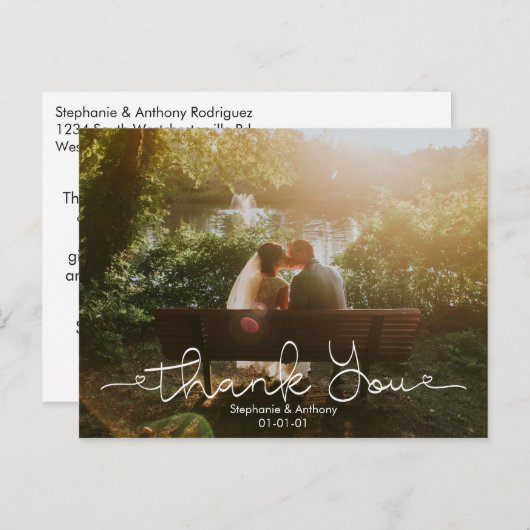Script Doodle Foto Hochzeit Danke Karte (Vorne/Hinten)