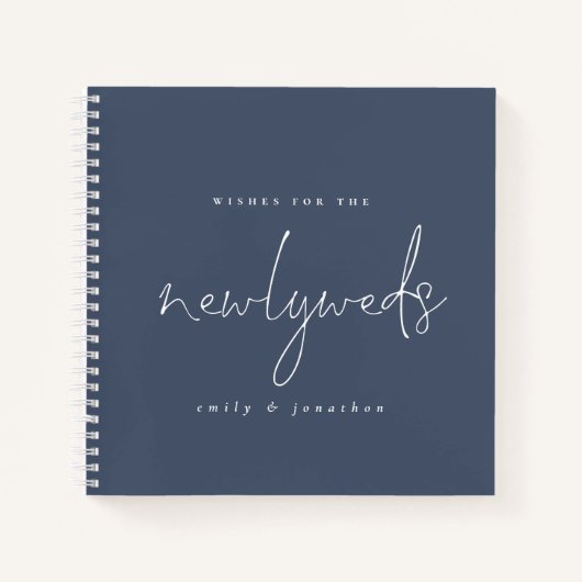 Script Dusty Blue Newlyweds Wedding Guest Book Notizblock (Vorderseite)