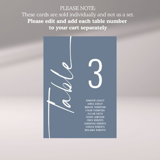 Script Dusty Blue Tischnummer Names Seating Chart