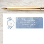 Script Dusty Blue Watercolor, Monogram Wedding