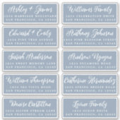 Script Dusty Blue Wedding Guest Address Labels (Vorderseite)