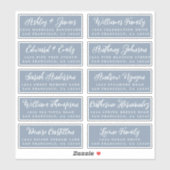 Script Dusty Blue Wedding Guest Address Labels (Blatt)