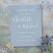Script Dusty Blue Wedding Save the Date Card Postkarte