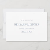 Script Dusty Blue & White Probe Dinner Card Dankeskarte (Vorderseite)