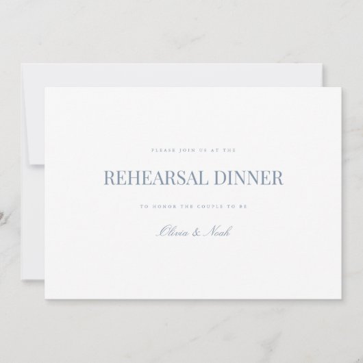 Script Dusty Blue & White Probe Dinner Card Dankeskarte (Vorderseite)