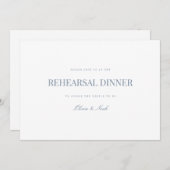 Script Dusty Blue & White Probe Dinner Card Dankeskarte (Vorne/Hinten)