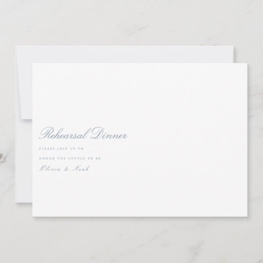 Script Dusty Blue & White Probe Dinner Card Dankeskarte (Vorderseite)