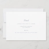 Script Dusty Blue & White Probe Dinner Card Dankeskarte (Rückseite)