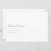 Script Dusty Blue & White Probe Dinner Card Dankeskarte (Vorne/Hinten)